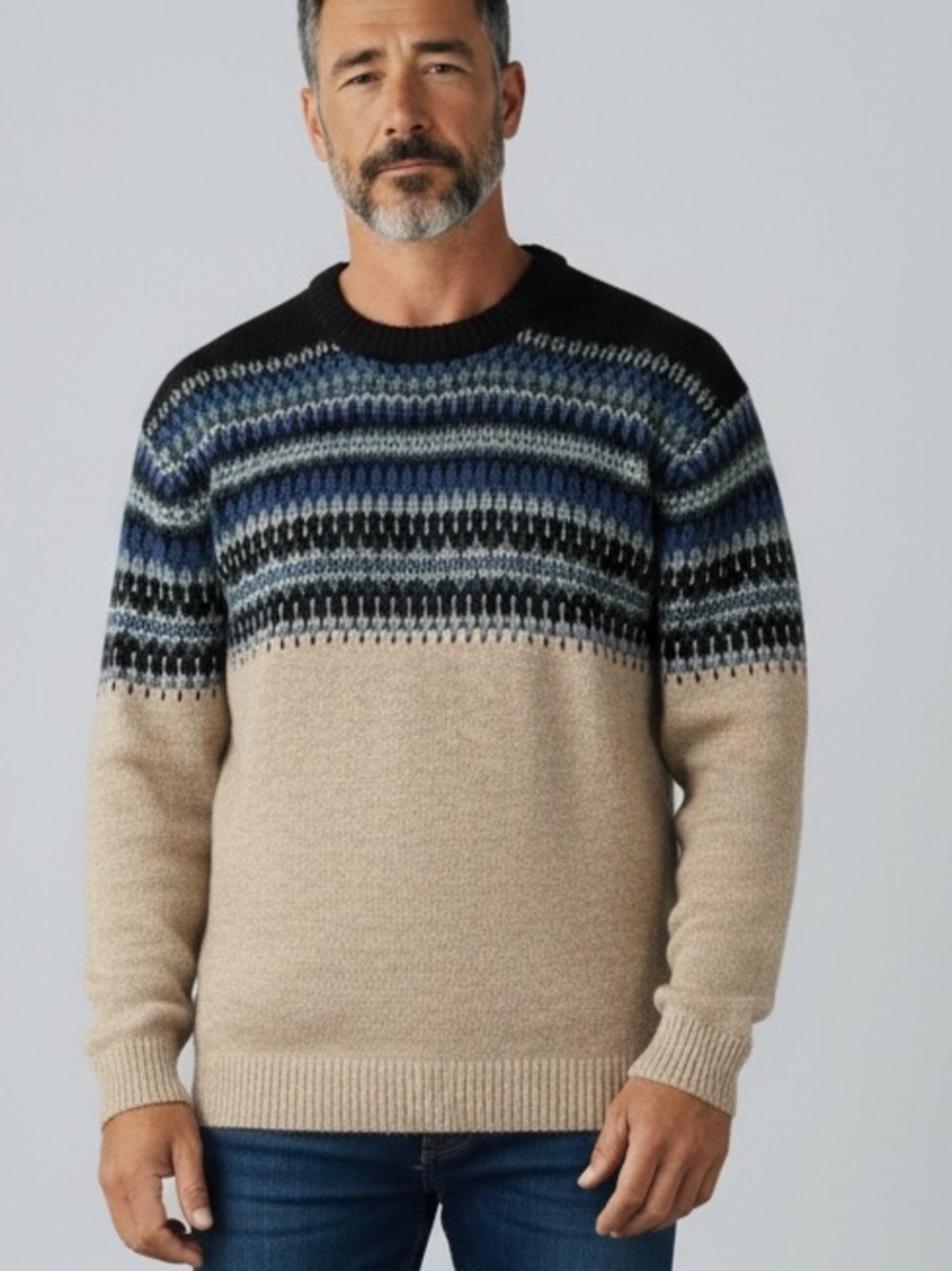 J.CREW 100% LAMBSWOOL NORDIC FAIR ISLE CREW NECK SWEATER SZ LARGE